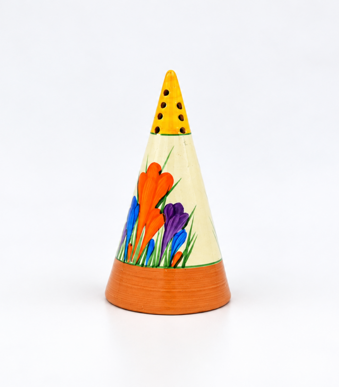 Clarice Cliff Conical sugar sifter Autumn Crocus circa 1928
