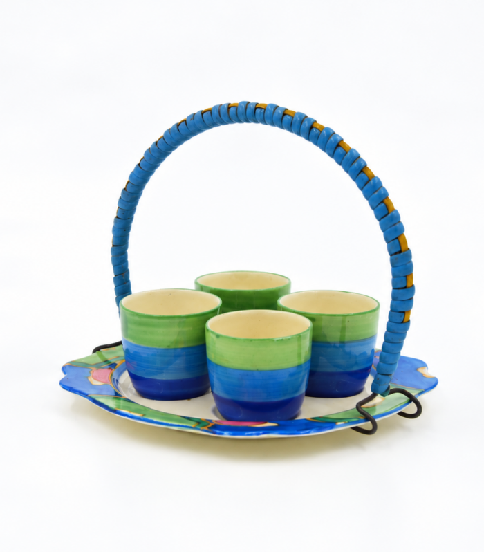 Clarice Cliff Blue Chintz egg cup set circa 1932