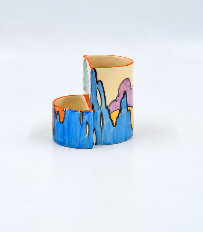 Clarice Cliff Orange Roof Cottage Cigarette Holder / Match Striker c.1932