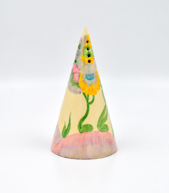 Clarice Cliff Conical Sugar Sifter – Pink Pearls – c.1934