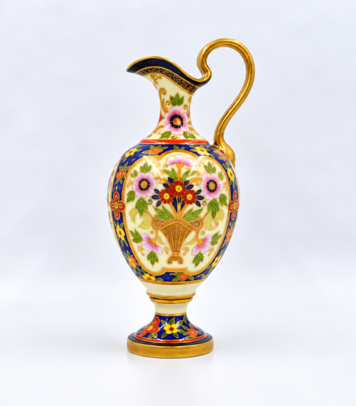 Noritake Bolted Ewer – Floral Cartouches – Blue Mark – c.1908
