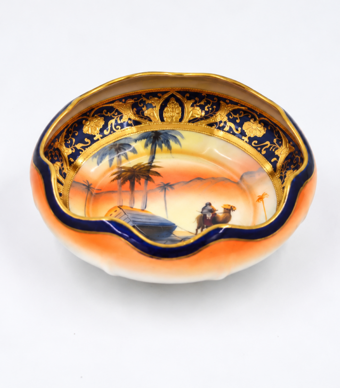 Noritake Fluted Rim Bowl – Desert Scene, Blue Mark, Circa 1908 – 14cm